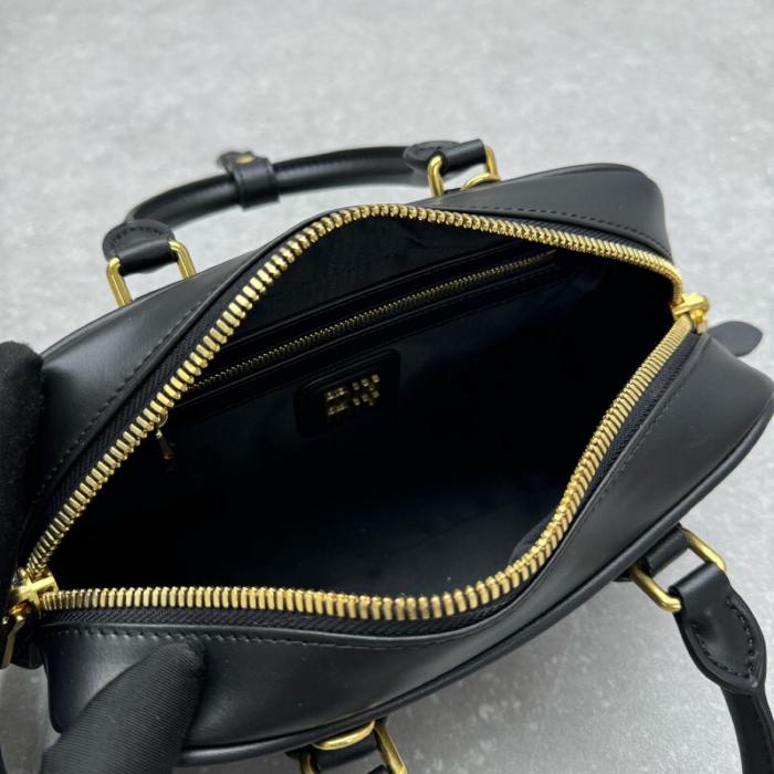 MIU MIU Arcadie Series Leather Handbag Women's Black 5BB142_2CR3_F0002_V_OON size 22*7.5*10.5 cm