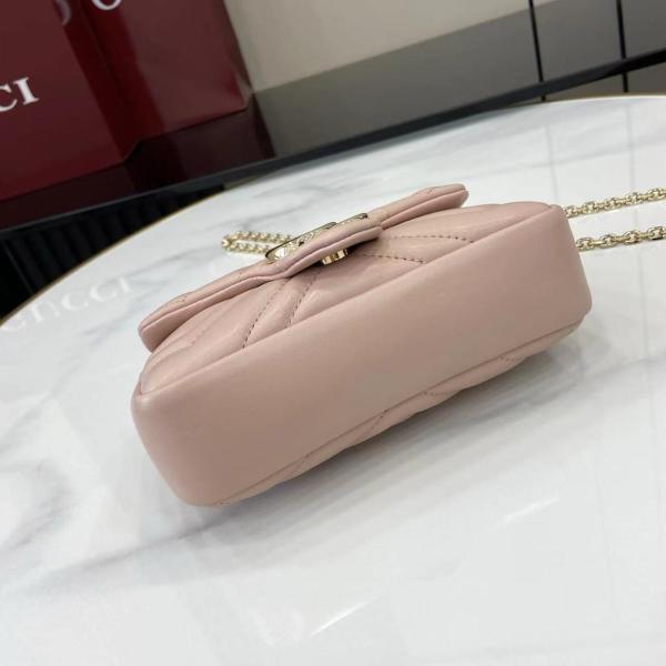GUCCI GG Marmont Nappa Leather Crossbody Bag, Shoulder Bag Mini Women's Pink Beige 841290-AAFAX-5753 size 16.5*4.5*9.5 cm