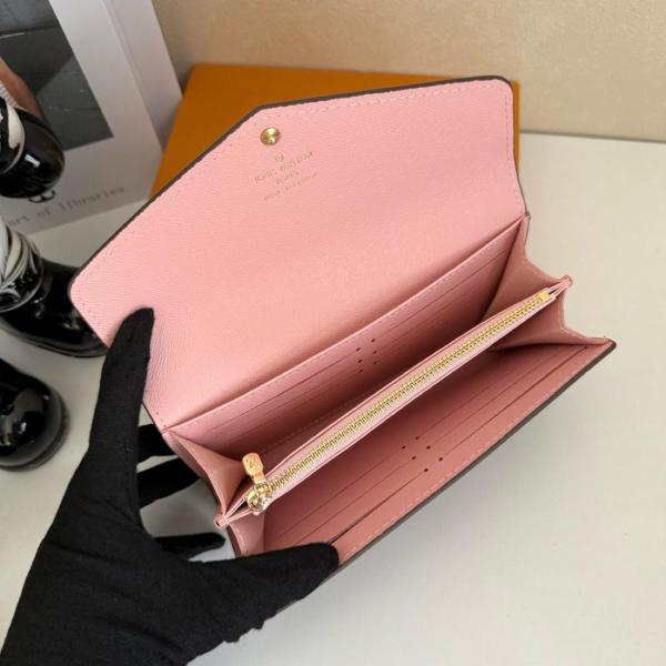 LOUIS VUITTON Sarah Wallet Monogram Rose Ballerine M62235 size 19*2.5*10.5 cm