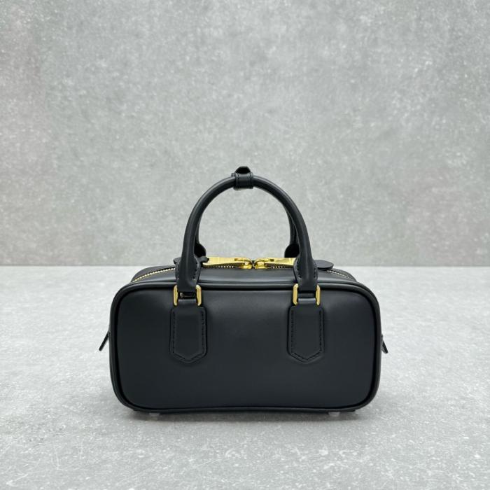 MIU MIU Arcadie Series Leather Handbag Women's Black 5BB142_2CR3_F0002_V_OON size 22*7.5*10.5 cm