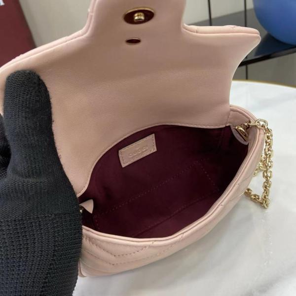 GUCCI GG Marmont Nappa Leather Crossbody Bag, Shoulder Bag Mini Women's Pink Beige 841290-AAFAX-5753 size 16.5*4.5*9.5 cm