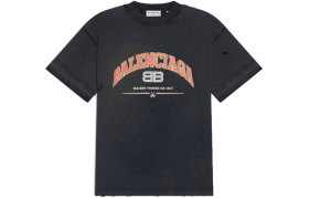 Balenciaga Women'ss Maison Balenciaga Medium Fit T Shirt Black/Orange/White