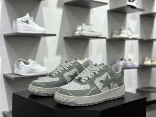 A Bathing Ape Bape Sta Patent Leather White Grey