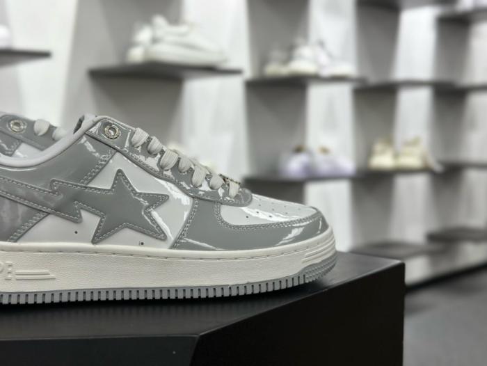 A Bathing Ape Bape Sta Patent Leather White Grey