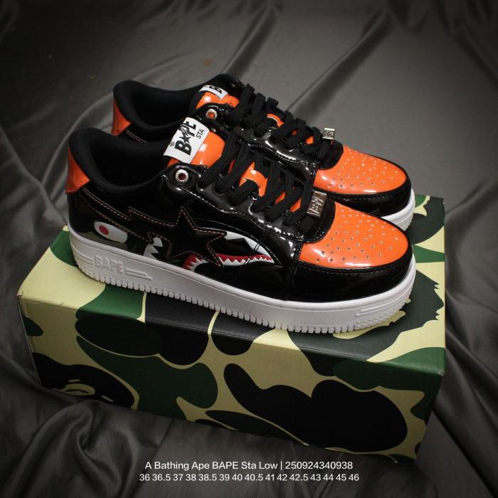 A Bathing Ape Bape Sta Low Mad Shark Black Orange
