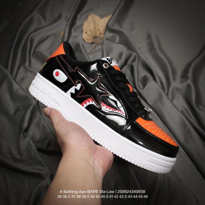 A Bathing Ape Bape Sta Low Mad Shark Black Orange