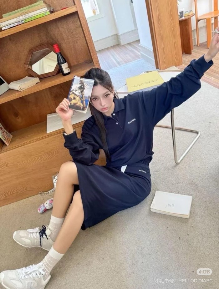 MIU MIU Logo embroidered Piqué Polo Shirt