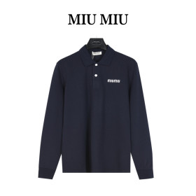 MIU MIU Logo embroidered Piqué Polo Shirt