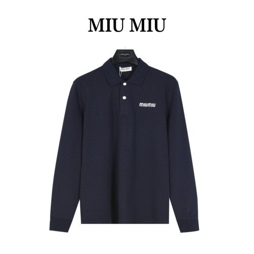 MIU MIU Logo embroidered Piqué Polo Shirt