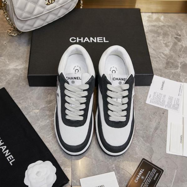 CHANEL 23P Low Top Stylish Skateboarding Shoes Women's Black White