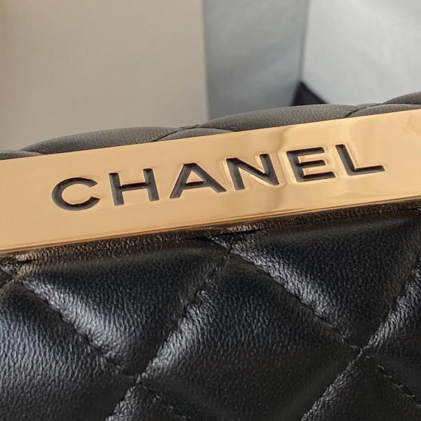 CHANEL Lambskin And Gold Metal Flap Bag, Shoulder Bag, Crossbody Bag, Handbag Mini Women's Black AS4654-Y60767-94305 size 19.7*8*14.5 cm