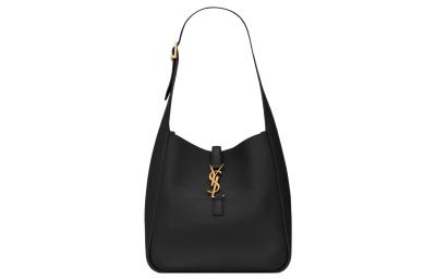 SAINT LAURENT LE5A7 Soft Grain Cow Leather Hobo Shoulder Bag Small Women's Black 713938-AAAUQ-1000 size 22*8.5*23 cm