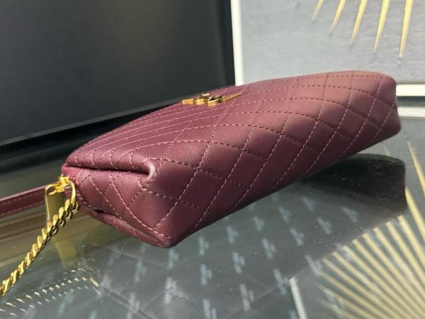 SAINT LAURENT Lambskin Shoulder Bag, Crossbody Bag Regular Women's Crimson Cabernet Red 733667-1EL07-6195 size 19*3*12 cm