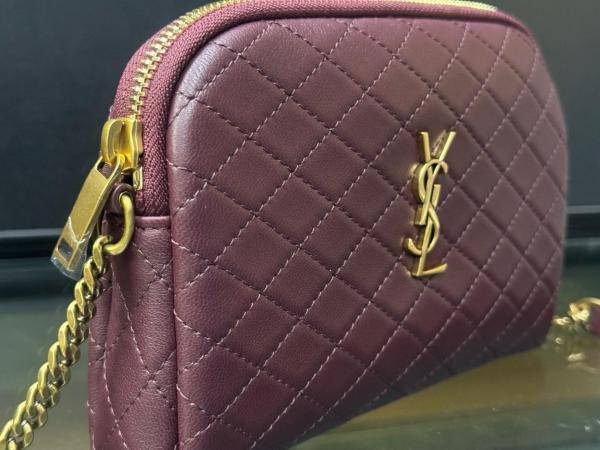 SAINT LAURENT Lambskin Shoulder Bag, Crossbody Bag Regular Women's Crimson Cabernet Red 733667-1EL07-6195 size 19*3*12 cm