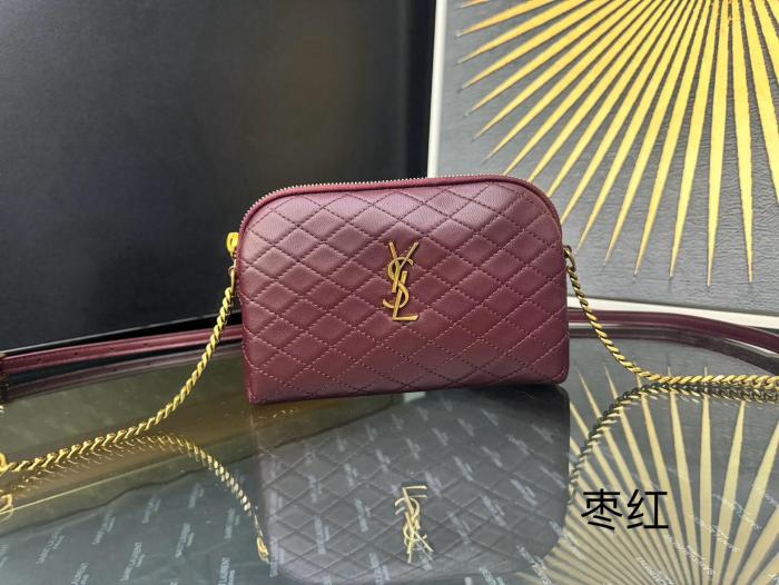 SAINT LAURENT Lambskin Shoulder Bag, Crossbody Bag Regular Women's Crimson Cabernet Red 733667-1EL07-6195 size 19*3*12 cm