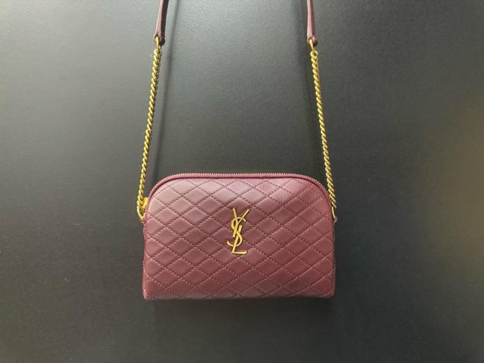 SAINT LAURENT Lambskin Shoulder Bag, Crossbody Bag Regular Women's Crimson Cabernet Red 733667-1EL07-6195 size 19*3*12 cm