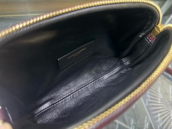 SAINT LAURENT Lambskin Shoulder Bag, Crossbody Bag Regular Women's Crimson Cabernet Red 733667-1EL07-6195 size 19*3*12 cm