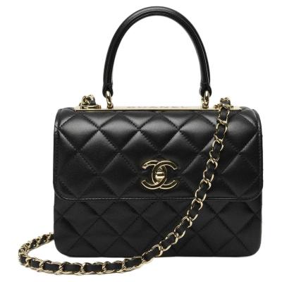 CHANEL Lambskin And Gold Metal Flap Bag, Shoulder Bag, Crossbody Bag, Handbag Mini Women's Black AS4654-Y60767-94305 size 19.7*8*14.5 cm