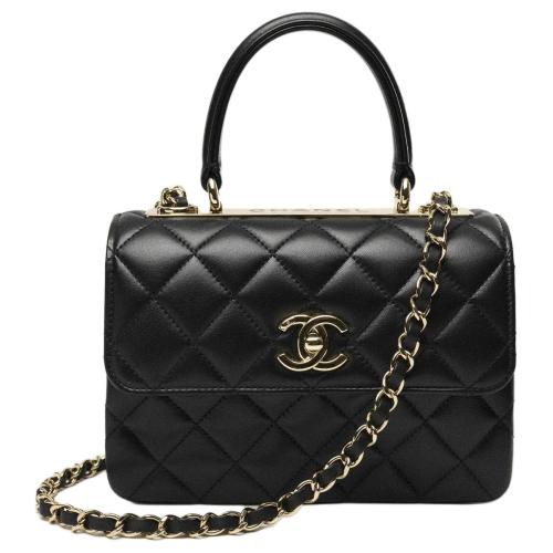 CHANEL Lambskin And Gold Metal Flap Bag, Shoulder Bag, Crossbody Bag, Handbag Mini Women's Black AS4654-Y60767-94305 size 19.7*8*14.5 cm