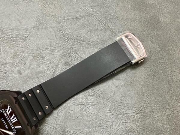 CARTIER SANTOS DE Automatic Mechanical Movement Men's Watches Watch 39.8mm Black Dial Stainless Steel Case Rubber Strap