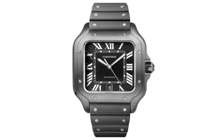 CARTIER SANTOS DE Automatic Mechanical Movement Men's Watches Watch 39.8mm Black Dial Stainless Steel Case Rubber Strap