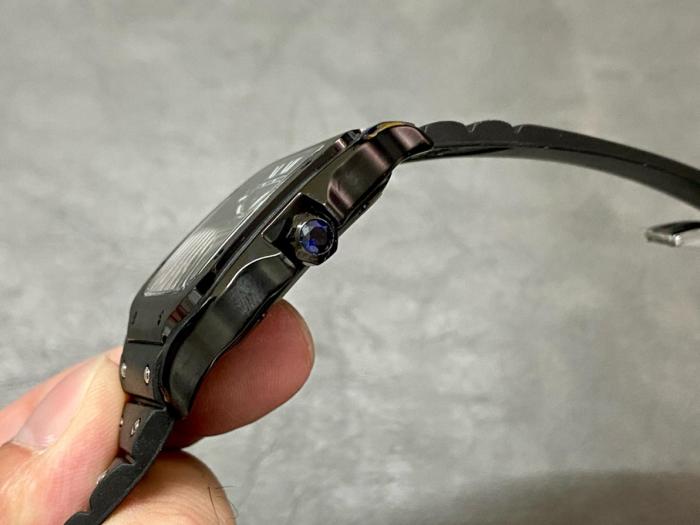 CARTIER SANTOS DE Automatic Mechanical Movement Men's Watches Watch 39.8mm Black Dial Stainless Steel Case Rubber Strap