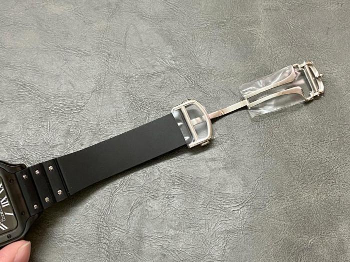 CARTIER SANTOS DE Automatic Mechanical Movement Men's Watches Watch 39.8mm Black Dial Stainless Steel Case Rubber Strap