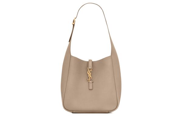 SAINT LAURENT LE5A7 Smooth Cow Leather Hobo Bag, Handbag, Shoulder Bag Women's Gray 713938-AAAUQ-1722 size 23*8.5*22 cm