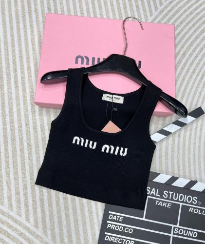 MIU MIU Cropped Logo knit Tank Top