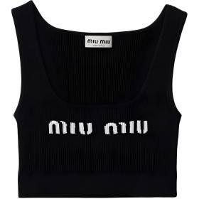 MIU MIU Cropped Logo knit Tank Top