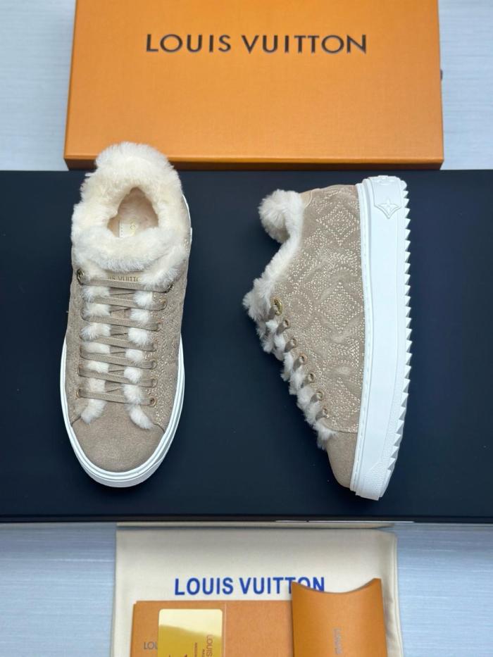 LOUIS VUITTON Grace Coddington Collaboration Kitten Catogram Collection Time Out Low top Skateboard Shoes Women's Umber