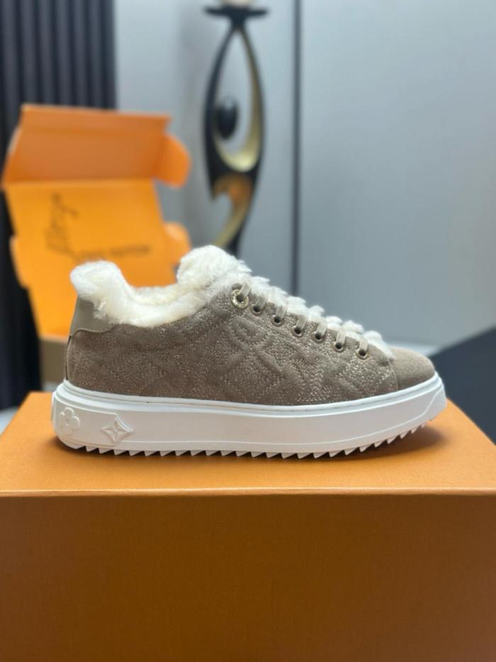 LOUIS VUITTON Grace Coddington Collaboration Kitten Catogram Collection Time Out Low top Skateboard Shoes Women's Umber