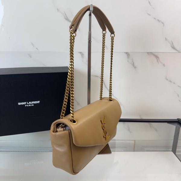 SAINT LAURENT Lambskin One Shoulder Handbag Trumpets Women's Dark Color Toffee 734153-AACQO-2646 size 26*7*14 cm