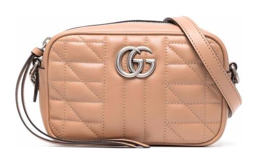 GUCCI GG Marmont Leather Camera Bag, Shoulder Bag, Crossbody Bag Women's Milk Tea 634936-UM8BN-2754 12*18*6 cm