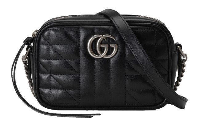 GUCCI GG Marmont Leather Camera Bag Shoulder Bag Crossbody Bag Mini Women's Black 634936-UM8BN-1000 size 18*6*12cm