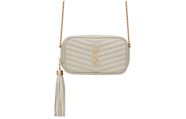 SAINT LAURENT LOU Quilted Leather Camera Bag, Crossbody Bag, Shoulder Bag Women's White 6125791GF019207 size 19*5*10.5 cm