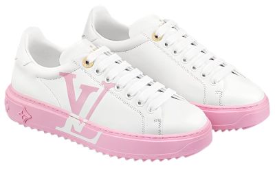 LOUIS VUITTON Time Out Low Top Stylish Skateboarding Shoes Women's White Pink