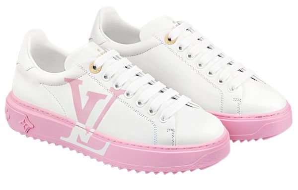 LOUIS VUITTON Time Out Low Top Stylish Skateboarding Shoes Women's White Pink