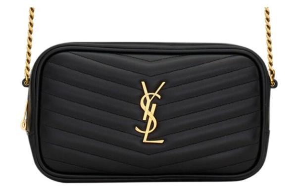SAINT LAURENT LOU Quilting Bright Calfskin Camera Bag, Crossbody Bag, Shoulder Bag Women's Black 748849-DV701-1000 size 19*5*10.5 cm