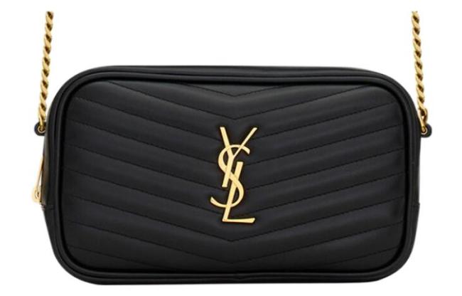 SAINT LAURENT LOU Quilting Bright Calfskin Camera Bag, Crossbody Bag, Shoulder Bag Women's Black 748849-DV701-1000 size 19*5*10.5 cm