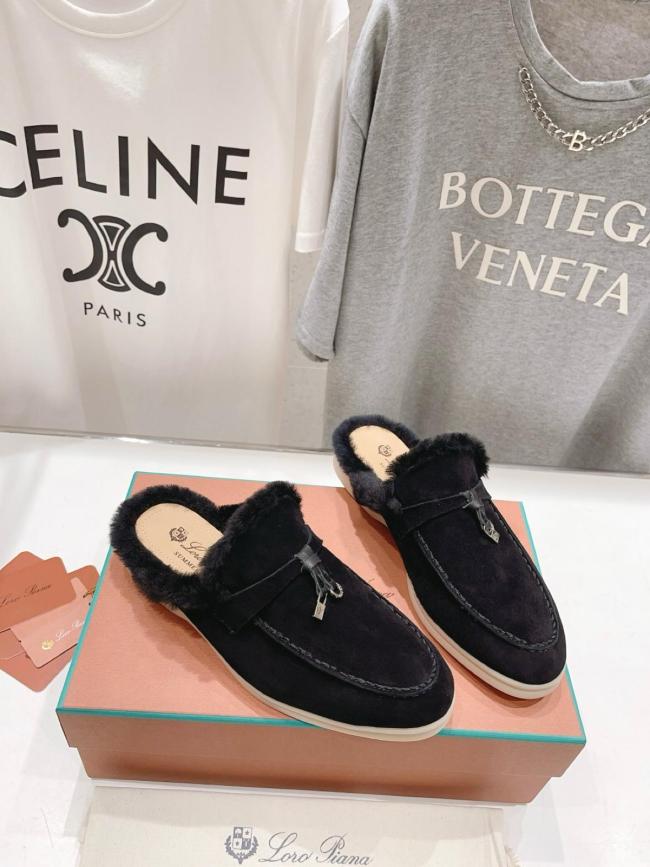 Loro Piana Rubber Sole Wrap-toe Slippers Women's Black