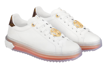 LOUIS VUITTON Time Out Low Top Stylish Skateboarding Shoes Women's White Orange