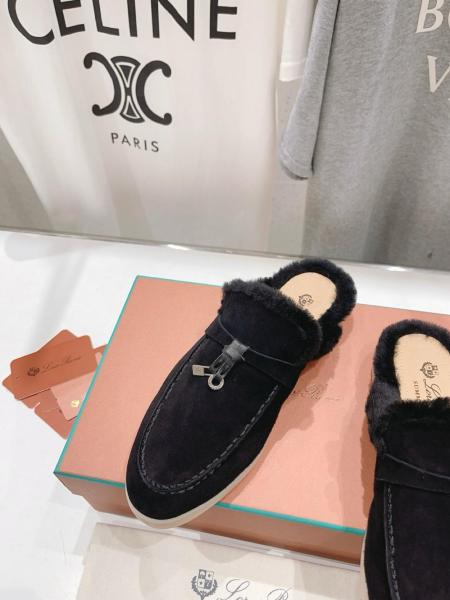 Loro Piana Rubber Sole Wrap-toe Slippers Women's Black