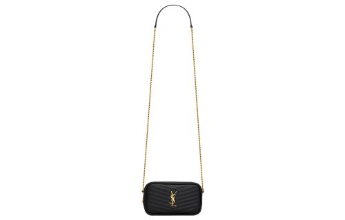 SAINT LAURENT LOU Quilting Bright Calfskin Camera Bag, Crossbody Bag, Shoulder Bag Women's Black 748849-DV701-1000 size 19*5*10.5 cm