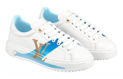 LOUIS VUITTON Time Out Low Top Stylish Skateboarding Shoes Women's White Blue