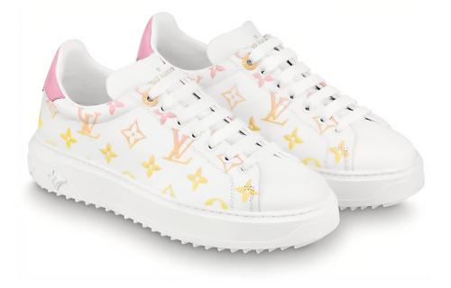 LOUIS VUITTON Time Out Sneakers 'White With Orange Ombre Monogram' Women's