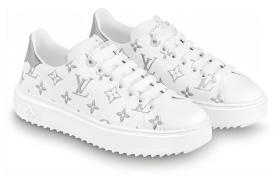 LOUIS VUITTON Time Out Sneakers 'White With Silver Monogram' Women's