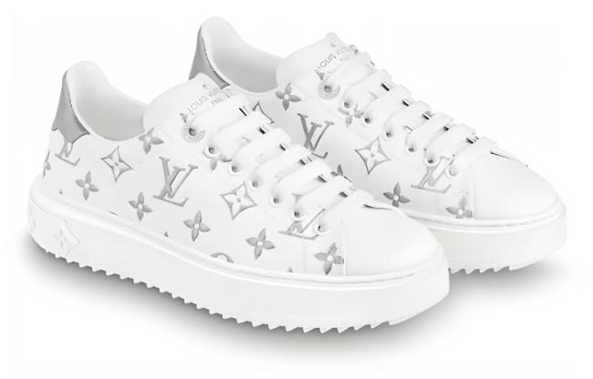 LOUIS VUITTON Time Out Sneakers 'White With Silver Monogram' Women's