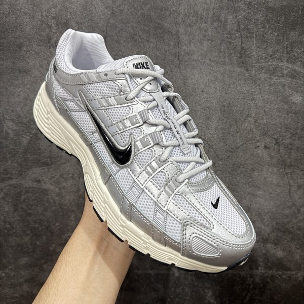 Nike P-6000 White Metallic Silver Flat Silver Black