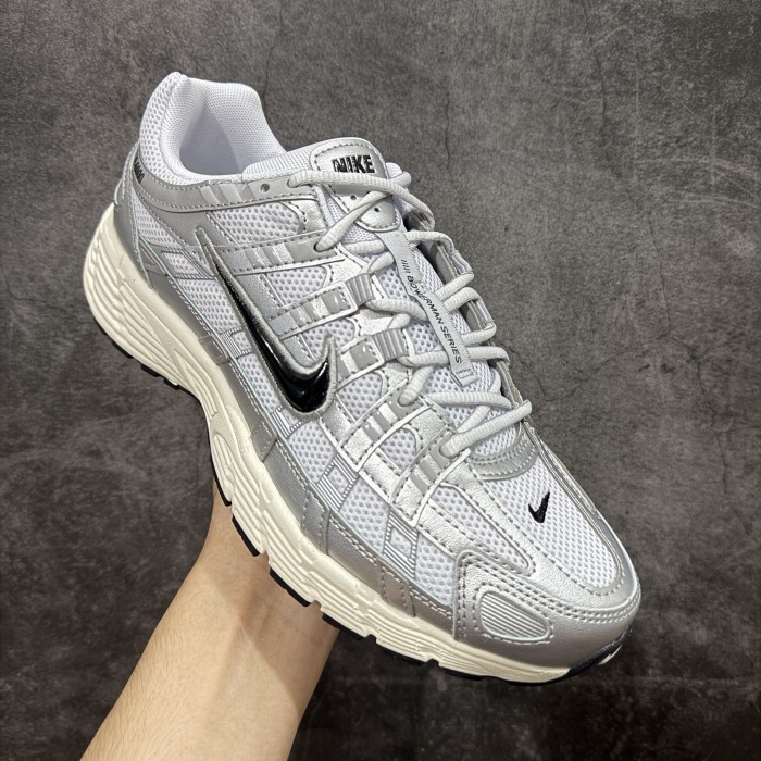 Nike P-6000 White Metallic Silver Flat Silver Black